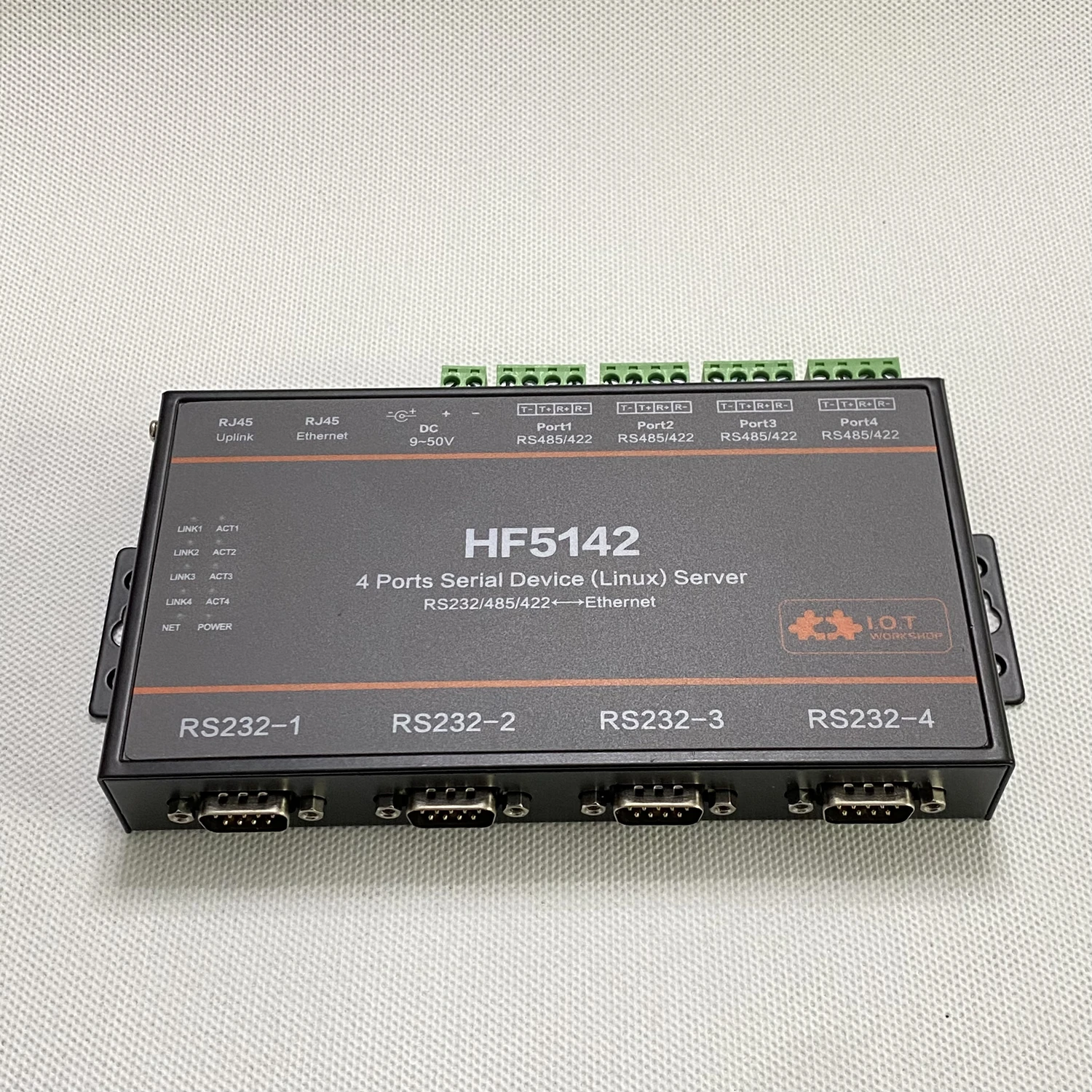 4 Ports Serial Device Server Linux System RS232 RS485 RS422 to Ethernet Converter Serial Port Server HF5142