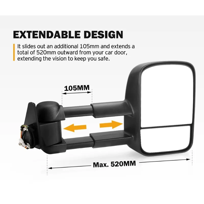 Remolque RV 4x4 4WD Pickup Car Extensible LC 80 Espejos de remolque para Landcruiser 80 1990-1998