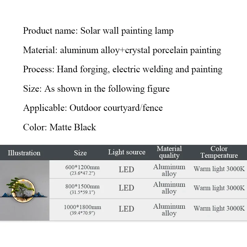 Solar Outdoor Picture Wall Lamp Waterproof IP65 Creative LED Light Painting Wall Pictures Decor Courtyard Chinese Landscape LED