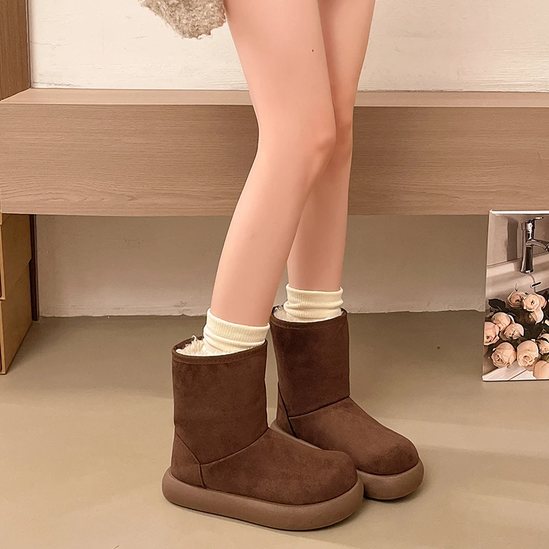 2026 Winter New Thickened Fleece-Lined Short Snow Boots, Warm and Cozy, Super Popular Casual Northeast Cotton Shoes
