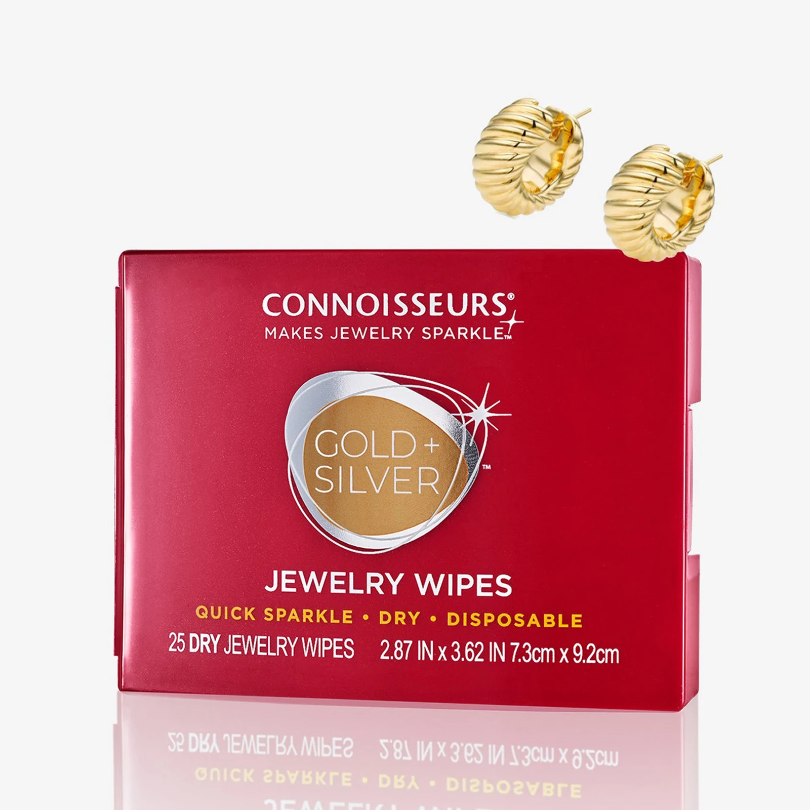 Connoisseurs Jewelry Wipes Compact 25 Dry Disposable Wipes No Water Needed Anti-Tarnish Shield for Gold Silver & Gemstones