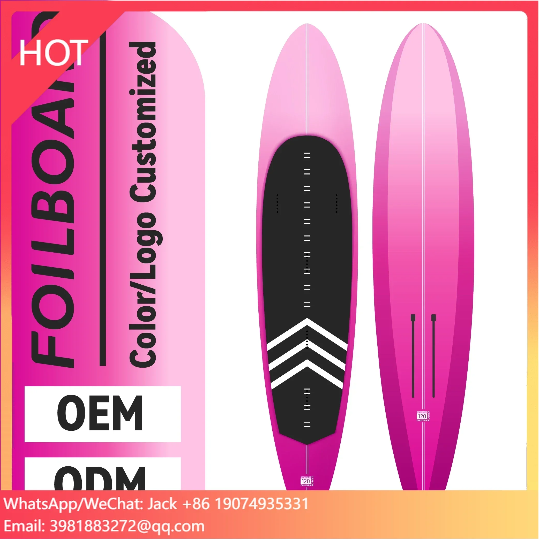 Carbon Hydrofoil Downwind Board: Clear Epoxy, EPS, For Inflatable Paddle & Water Sports