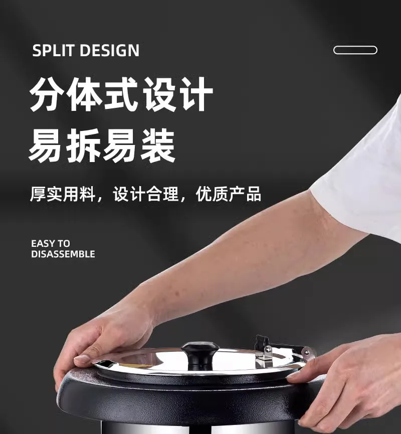 Comercial 304 aço inoxidável buffet eletrônico pote de sopa quente 13l isolamento térmico pote de mingau hotel aquecimento elétrico sopa