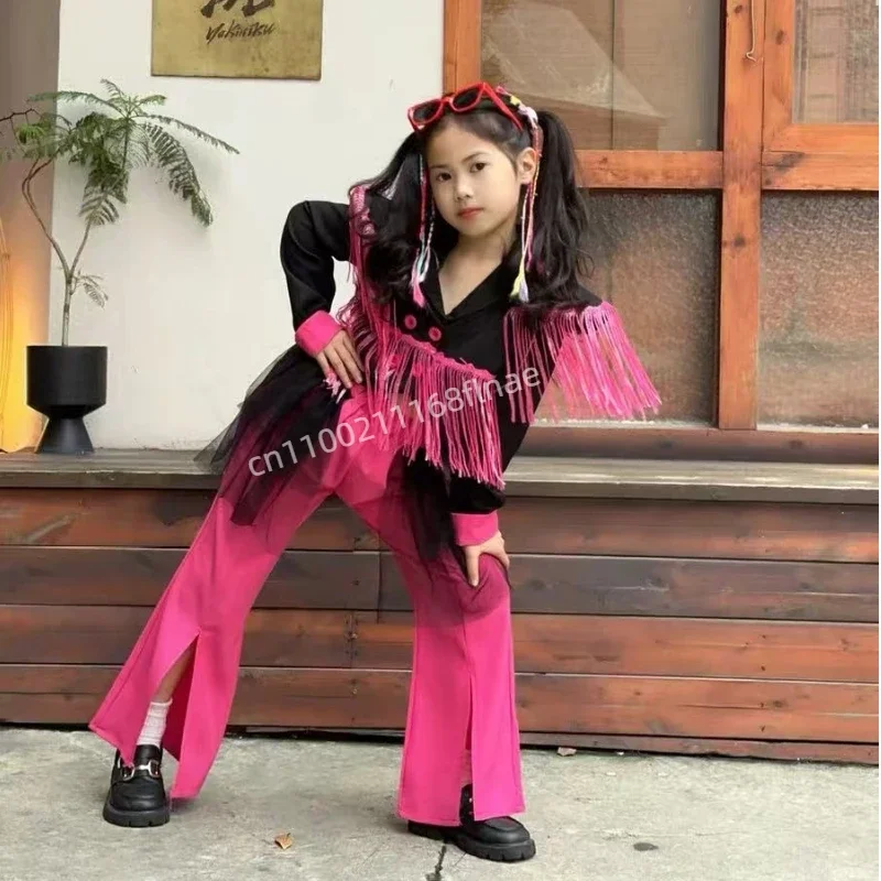 Pailletten-Performance-Kostüm für Kinder für Jazz-Tanz, trendiges modisches Pailletten-Street-Dance-Set für Mädchen, Runway-Bühnenaufführung für Mädchen