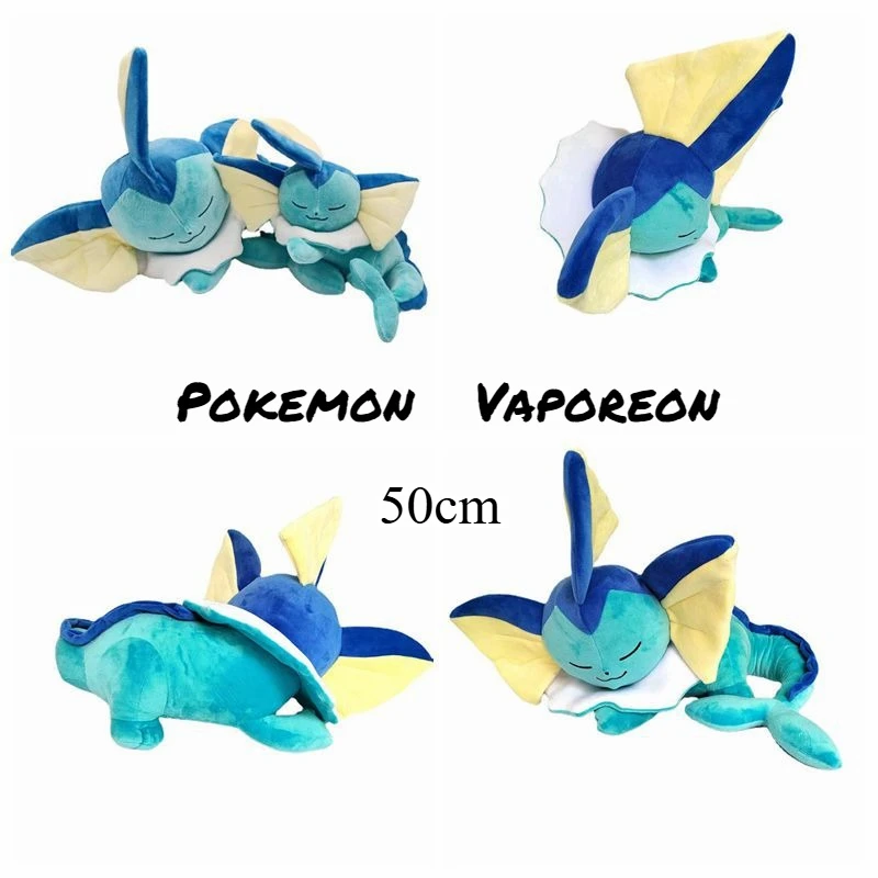 

50cm Animal Stuffed Sleeping Vaporeon Plush Doll Pokemon Eeveelution Eevee Evolution Toys Kawaii Kids Collect Toy Birthday Gift