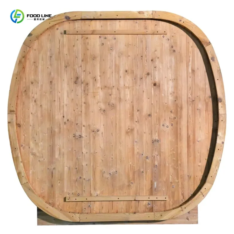 Outdoor Oval Solid Wood Sauna All Weather Insulated Structure 3