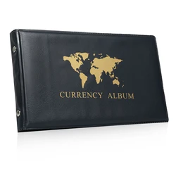 40 Pockets Banknote Currency Collecting Album 20 Sheets Clear Dollar Bill Holders World Money PU Leather Hard Cover Storage