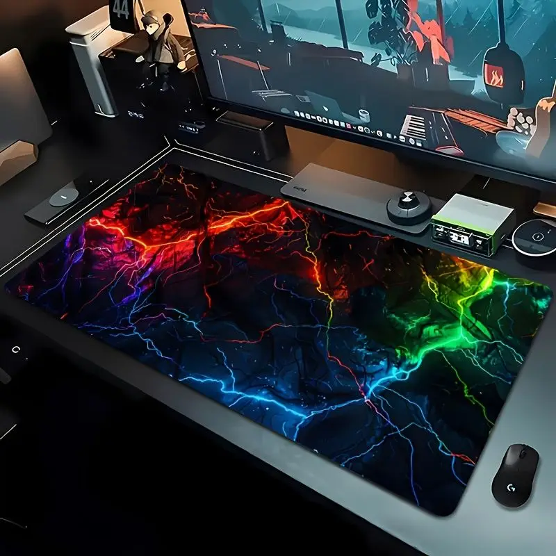 VIKAMA Colorful Lightning Crack XXL Gaming Mouse Pad Anti Slip Large Desk Mat Thunder Pattern Keyboard Pad Gamer Desktop Decor