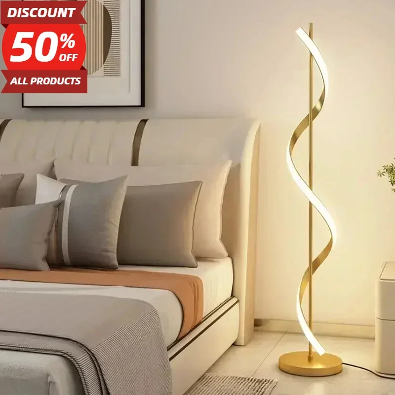 Nordic Rotate Design Aluminum Material Floor Lamps Dimmable Living Room Dining Room Bedroom Sofa Simple Stair Home Decor Fixture