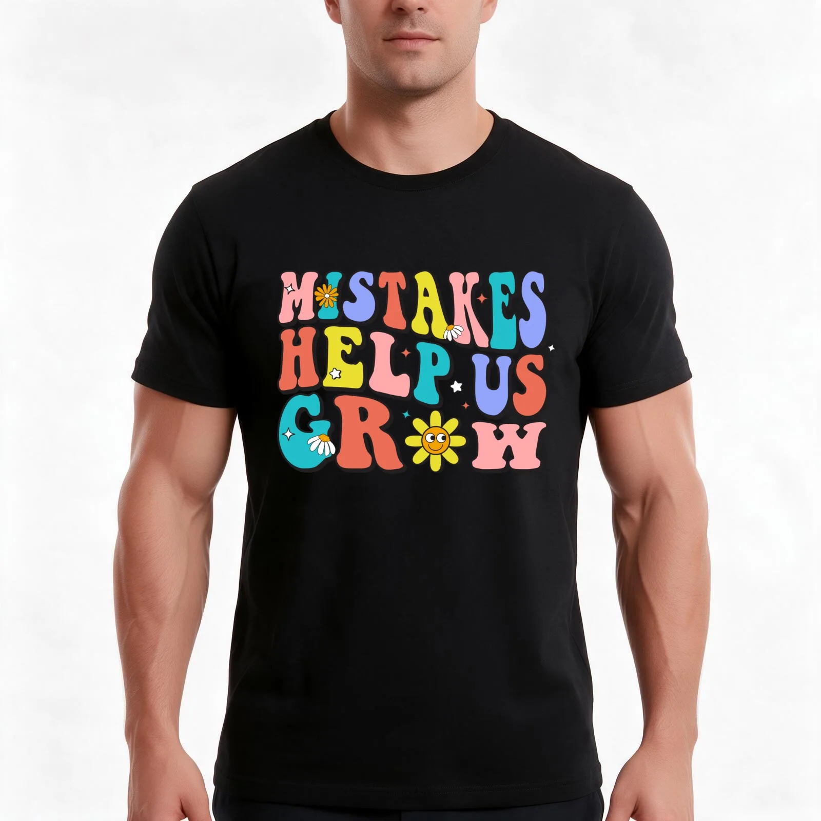 Mistakes Help Us Grow Back To School T-Shirt, Summer Casual Cotton Tee, Oversized Streetwear Tops, Vintage Graphic Print