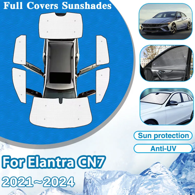 Car Window Sunshades For Hyundai Elantra 2021~2024 2023 Accessories Avante i30 Sedan CN7 Windshield Anti-UV Sun Protection Visor