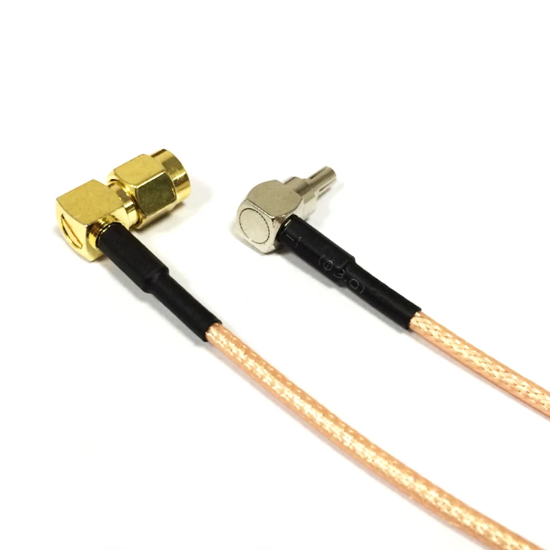 Novo cabo de modem sem fio sma macho plug 90 graus para crc9 ângulo direito rg316 trança atacado navio rápido 15cm 6"