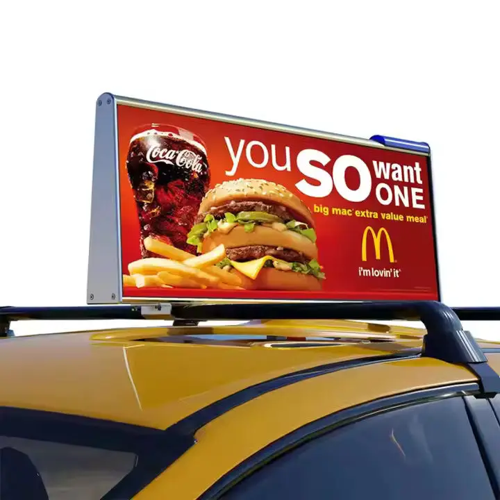P2.5-P5 Double Sided  Top LED Display, 3G 4G WiFi GPS RGB Advertising Screen with Auto Temperature Control
