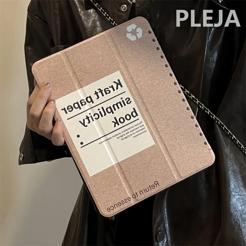 Retro Kraft Paper Protective Case For iPad 10.9/9.7/10.5/11 inch Pro 12.9 inch 2022 mini 6 Air 5/4 Cover with Pencil Slot Holder
