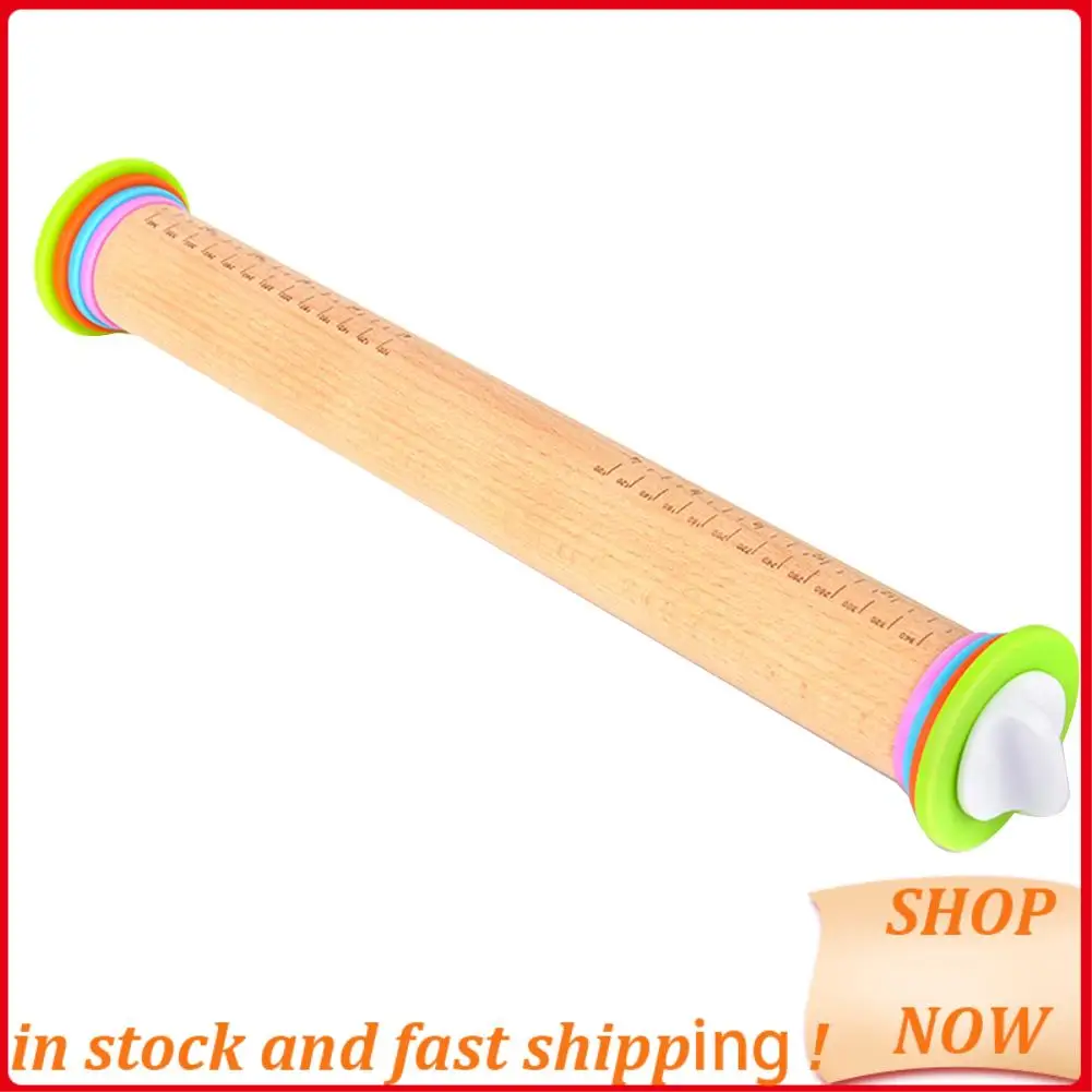 

Adjustable Wood Rolling Pin With Removable Rings,Dough Roller,For Baking,Pizza And Cookies,Home Kitchen Baking Tool HOT!