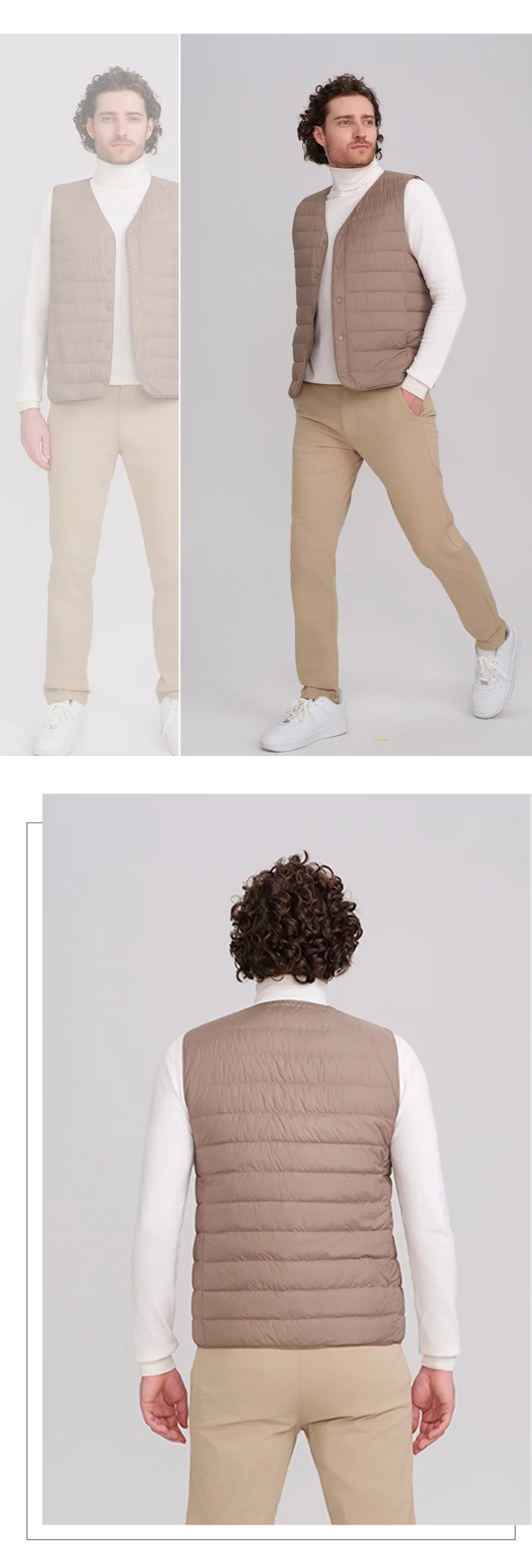 Gilet da uomo senza maniche Piumini con scollo a V Giacca con bottoni ricoperti Gilet Tasche casual solide Leggero elasticizzato 2025 Autunno Vestibilità ampia