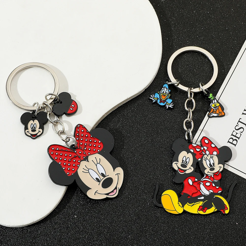 Disney Mickey Minnie Mouse Keychain Cartoon Women Pendant Fashion Jewelry Anime Creative Accessory Kids Girls  Birthday Gift