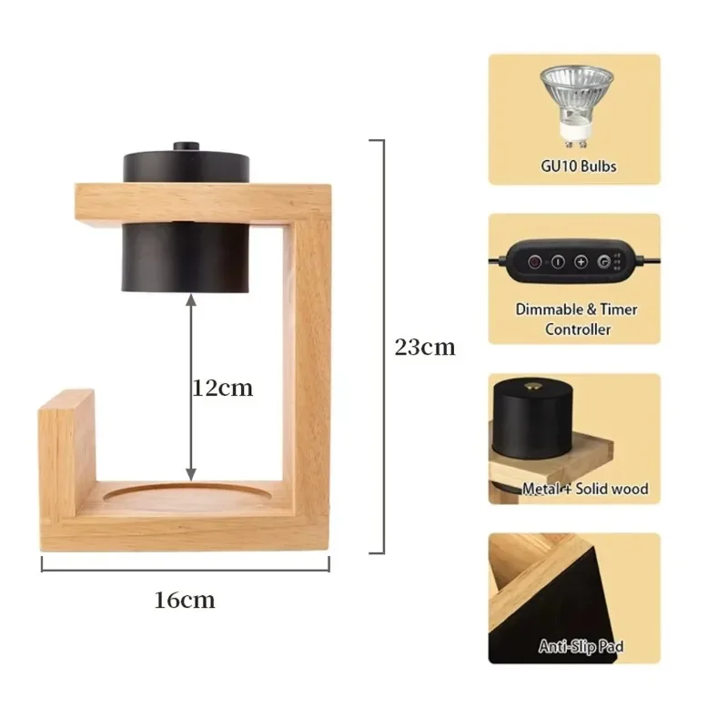 Home decor Wooden Candle Melter wood electric candle warmer lamp with timer/dimmer/adjustable