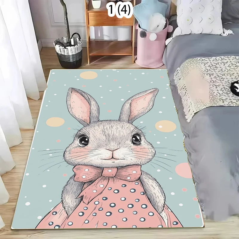 

Ковер для гостиной с милым рисунком кролика, коврик с мультяшными животными, мягкий нескользящий коврик для детской комнаты, защитный напольный коврик