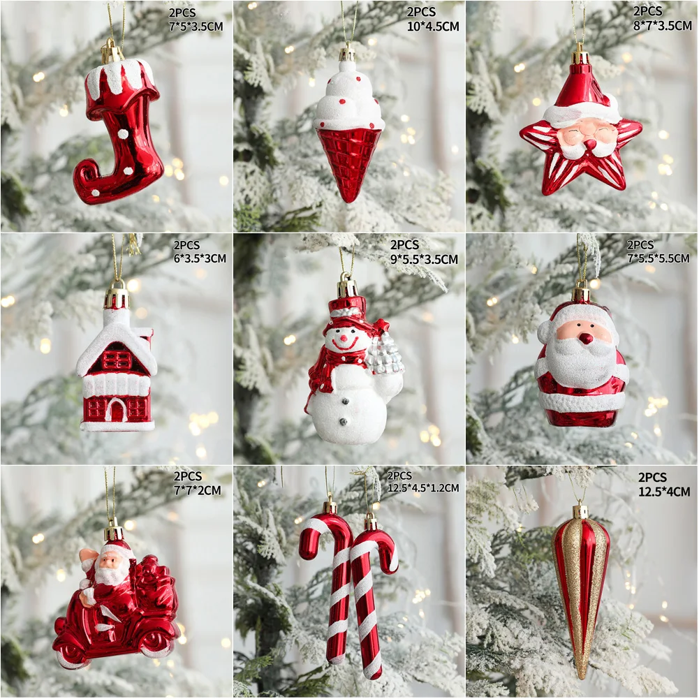 2PCS Fireplace Mantelpiece Stairs Bedside Christmas Tree Pendant Ornament Five-pointed Star Snowman Christmas Tree