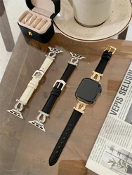 Luxury Leather Strap For iWatch Serise Ultra 8 7 SE 6 5 4 3 Diamond Slim Band For Apple Watch 41MM 38MM 40MM 42MM 44MM 45MM 49MM