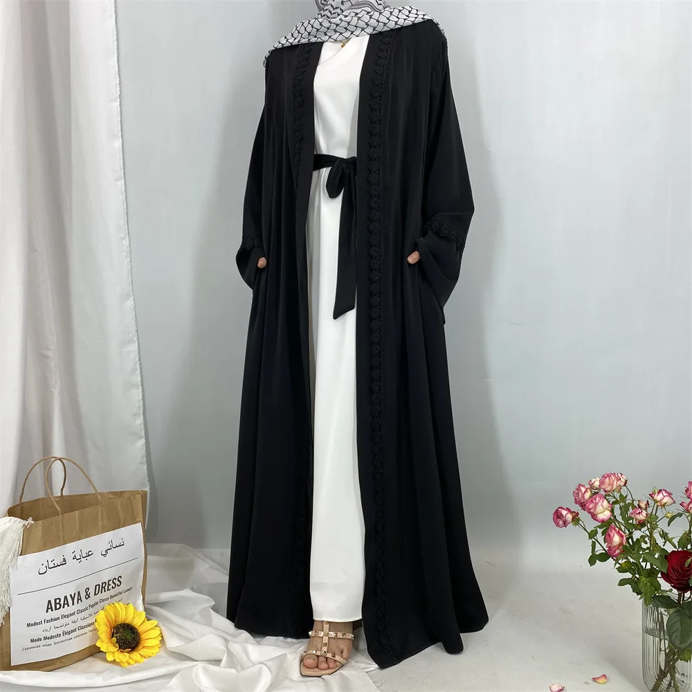 

Eid Black Abaya Dubai Luxury Ramadan Kebaya Muslim Woman Dress Modest Robe Islam Clothing Kimono Cardigan Turkey Kaftan Jalabiya