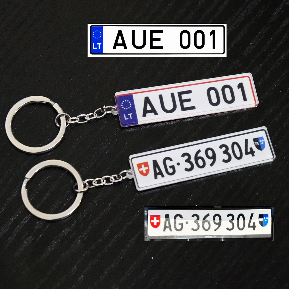 7 cm großer, anpassbarer Acryl-Schlüsselanhänger mit personalisiertem Autonummern-Foto, Anti-Verlust-Schlüsselanhänger für Männer und Frauen, Geburtstagsgeschenk