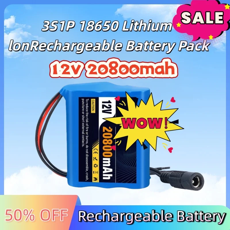 

3S1P 18650 Lithium Ion Rechargeable Battery Pack 12V 20800mah with Protection Board DC 12.6V Rechargeable Battery and Charger