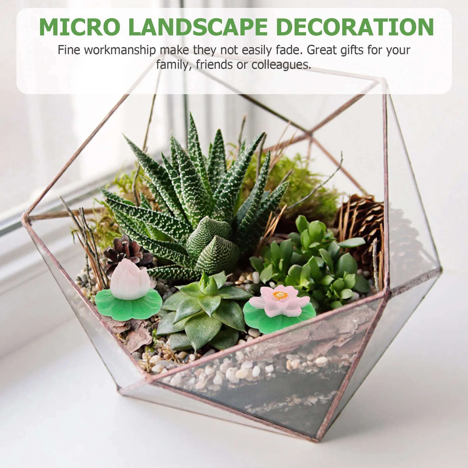 

1Set Lotus-Flower Decor Resin Fish Tank Lotus-Leaf Micro Landscape Natural Aquarium Plant Decors Lotus-Flower Decor