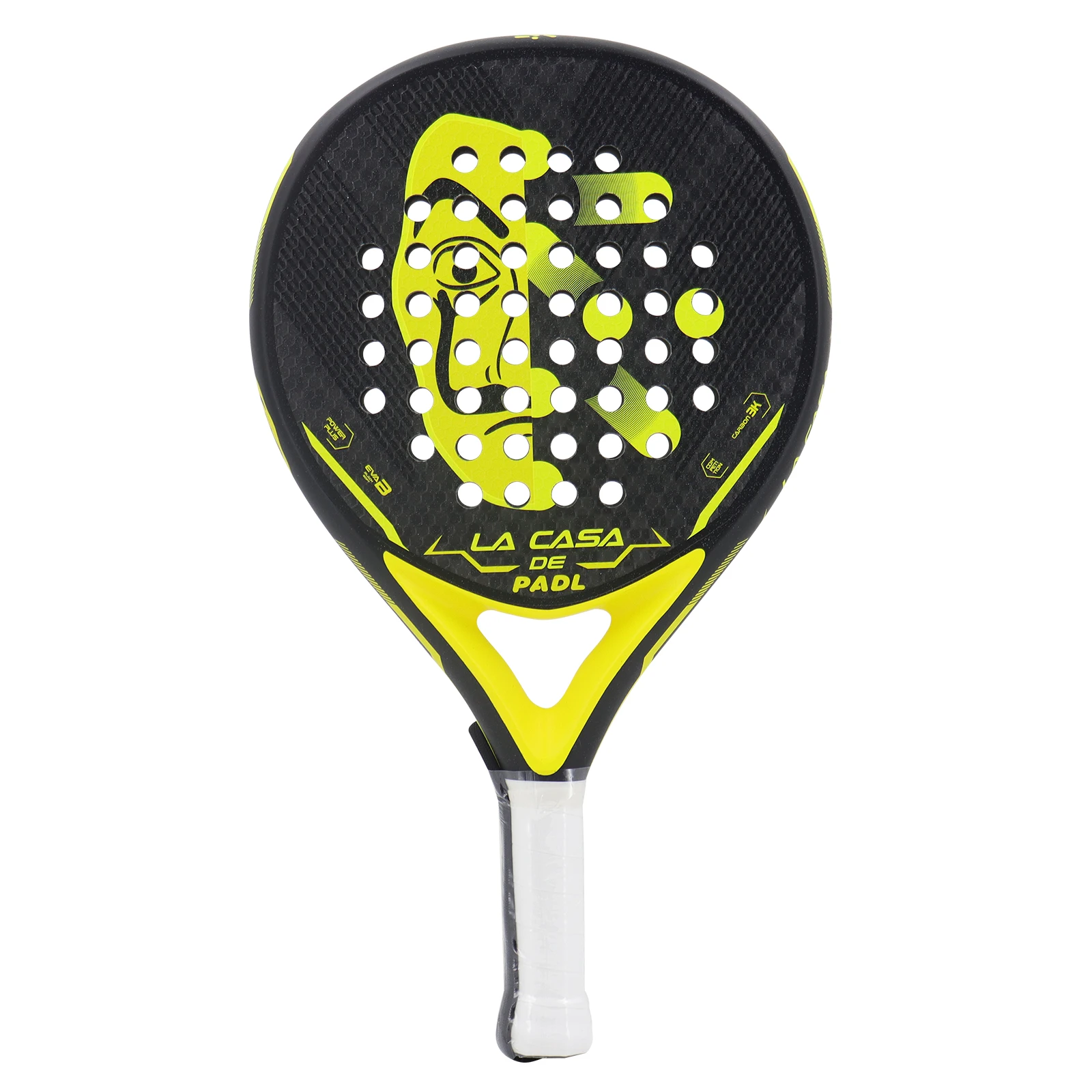 Carbon Fiber Paddle Racket, 3K, 12K,18K, fibra, acabamento bruto com Eva Soft Memory Foam Core, Forma Redonda, Alto Equilíbrio