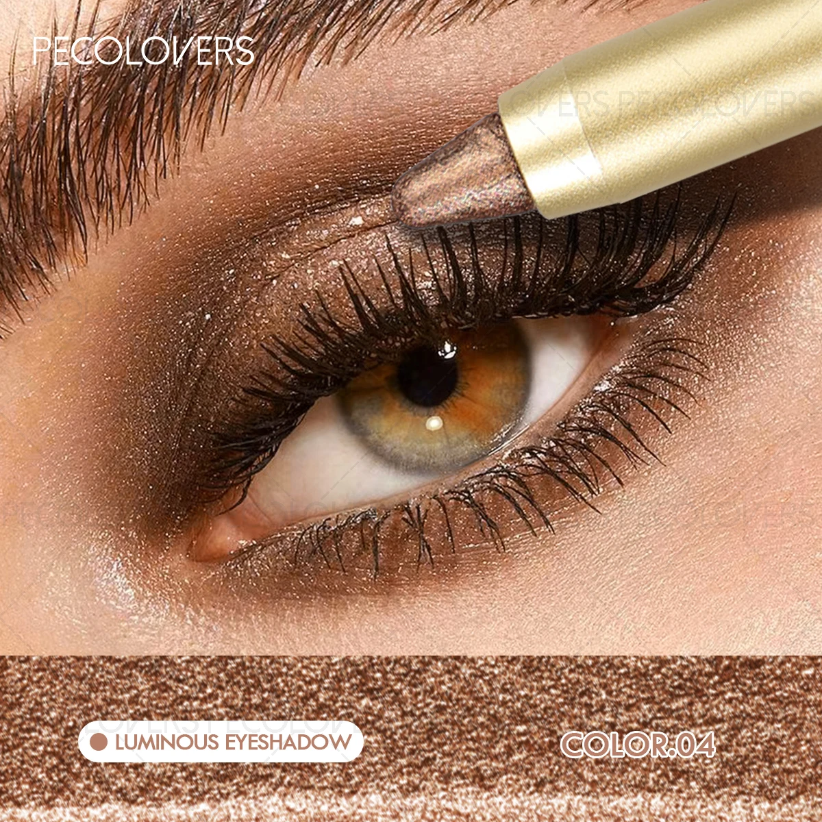 Veegvaste en waterdichte oogschaduwstick, dubbelzijdig oog met schaduwstick, sponsborstel, glitter- en matte afwerking - afbeelding 1