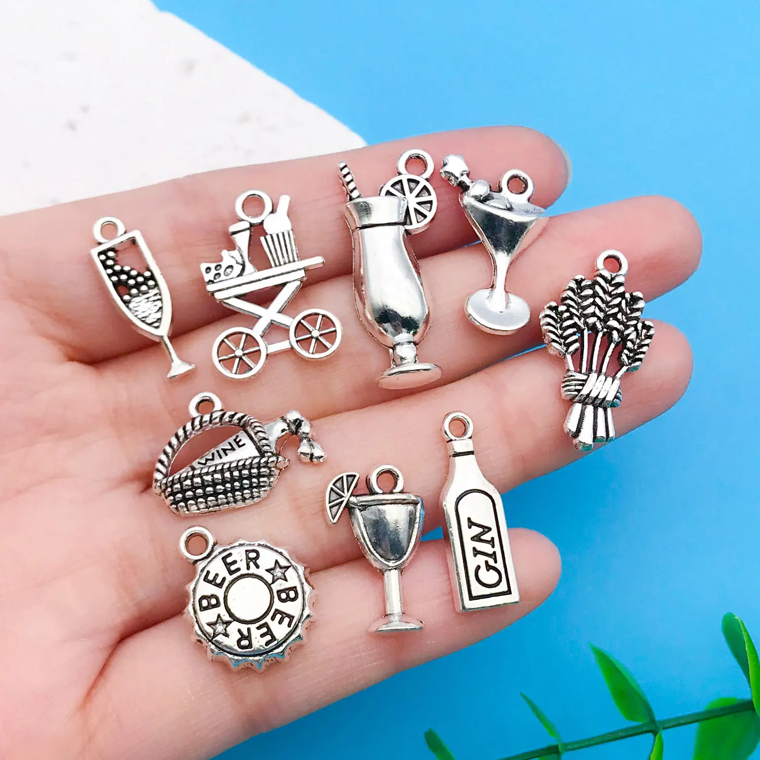 13/26pcs Ancient Silver Alloy Red Wine Glass Series Mixed Pendant Set For DIY Keychain Necklace Charms Jewelry Making Accessorie view 3