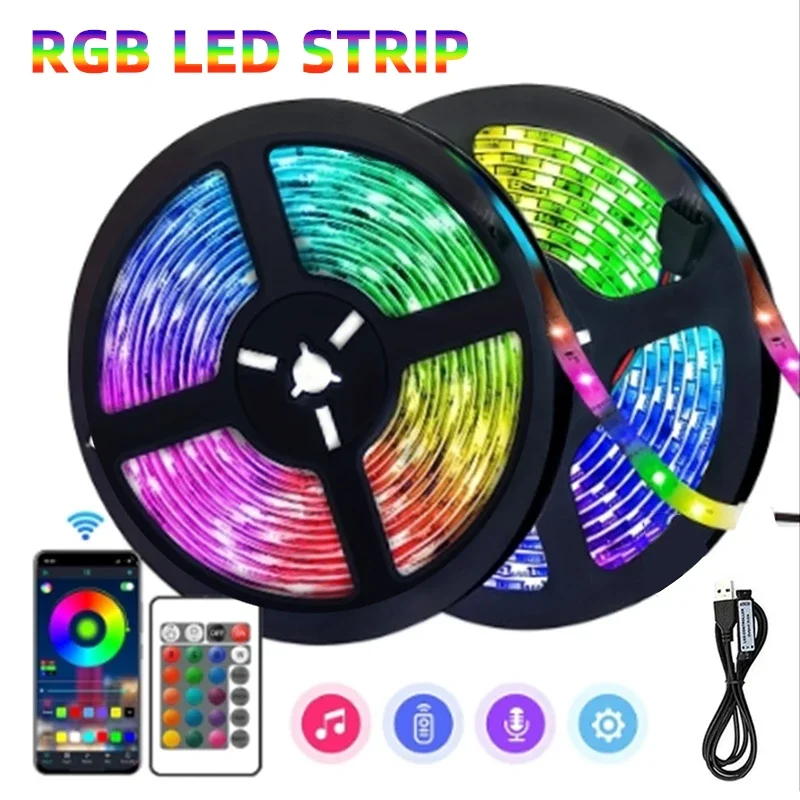 

LED Strip LightsUSB 5V Smart Bluetooth Infrared Control RGB Music Sync Flexible Lamp For TV Backlight Christmas Decoration Gift