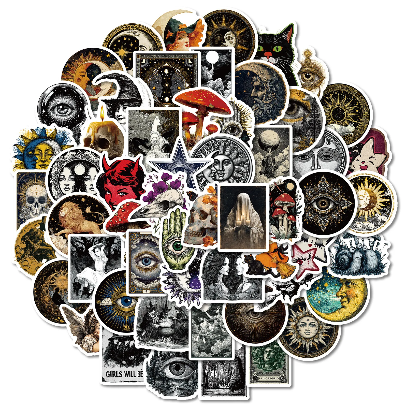 56PCS Dark Graffiti Stickers Nordic Retro Style Creative Decorative Mobile Phone Case Notebook Water Cup Kids Toys Gifts Sticker