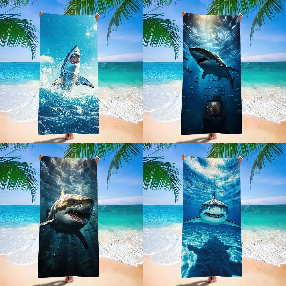 

Fashion print S-Shark Towel Beach Towel Large Size Outdoor Travel Camping Absorbent toallas Towels Summer Swimming