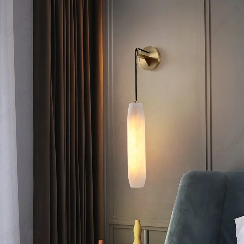 

New Chinese LED Copper Marble Wall Lamp Bedside Lamp Hotel Living Room Corridor Corridor Lighting