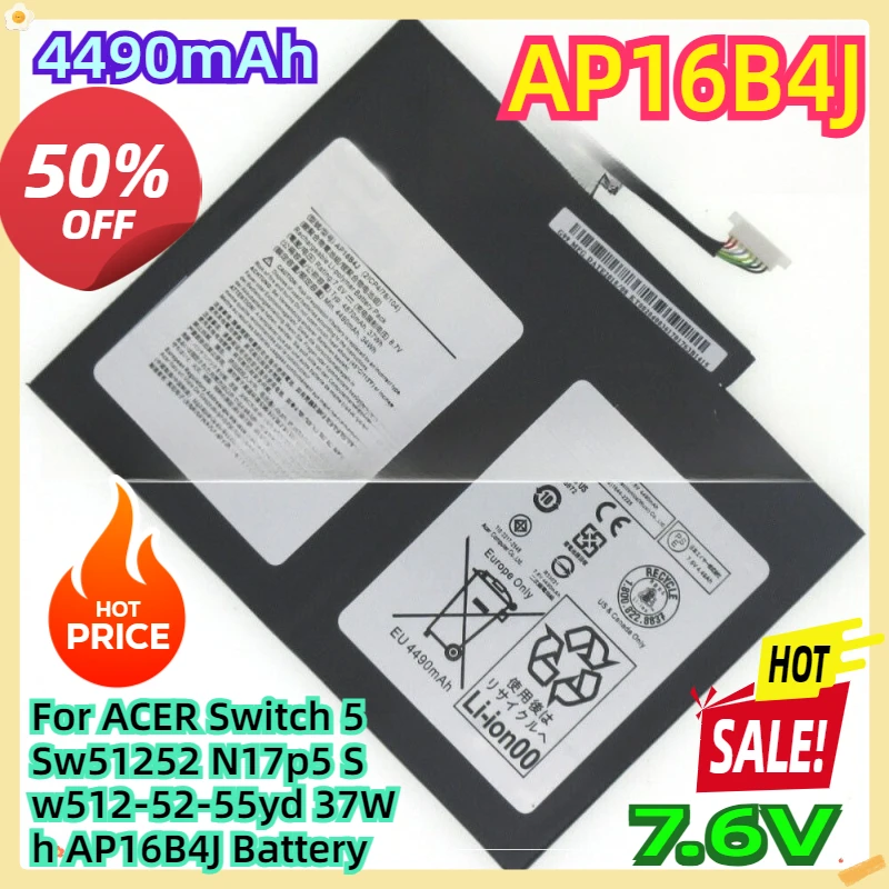 

For ACER Switch 5 Sw51252 N17p5 Sw512-52-55yd 7.6V 37Wh AP16B4J Battery