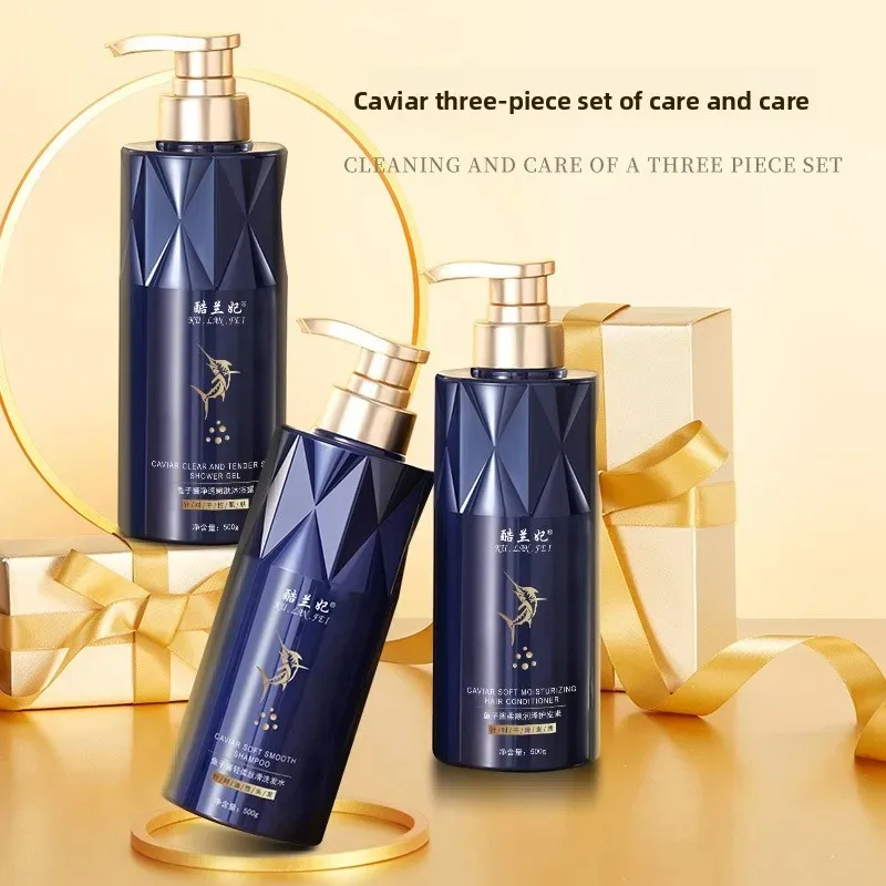 Caviar Enriched Family Hair & Body Wash Set - Gentle Hair Cleanser, Silky Hair Conditioner, Fragrant Bathing Experience Combo