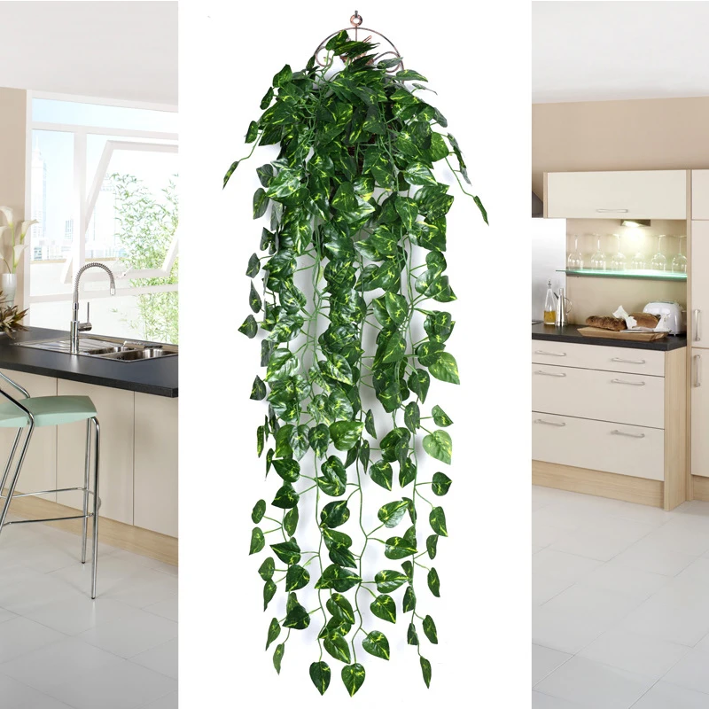 90cm Artificial Green Plant Wall Hanging Ivy Leaf Pothos Begonia Grape Vine Home Garden Wall Party Wedding Decoration