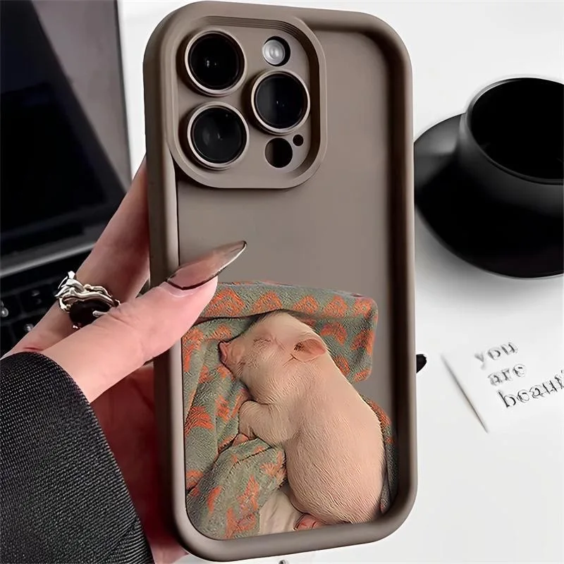 Funny Sleeping Pig Multistep TPU Soft Phone Case for iPhone 15 16 Pro Max 11 12 Pro 13 14 Plus 7 8 Plus X XS Max XR SE Cover ﻿