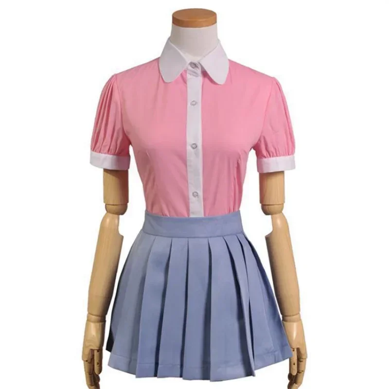 Dangan Ronpa 2 Mikan Tsumiki ผู้หญิงคอสเพลย์เครื่องแต่งกายฮาโลวีนคอสเพลย์เสื้อ + กระโปรง + ผ้ากันเปื้อนและผ้ากอซวิกผม