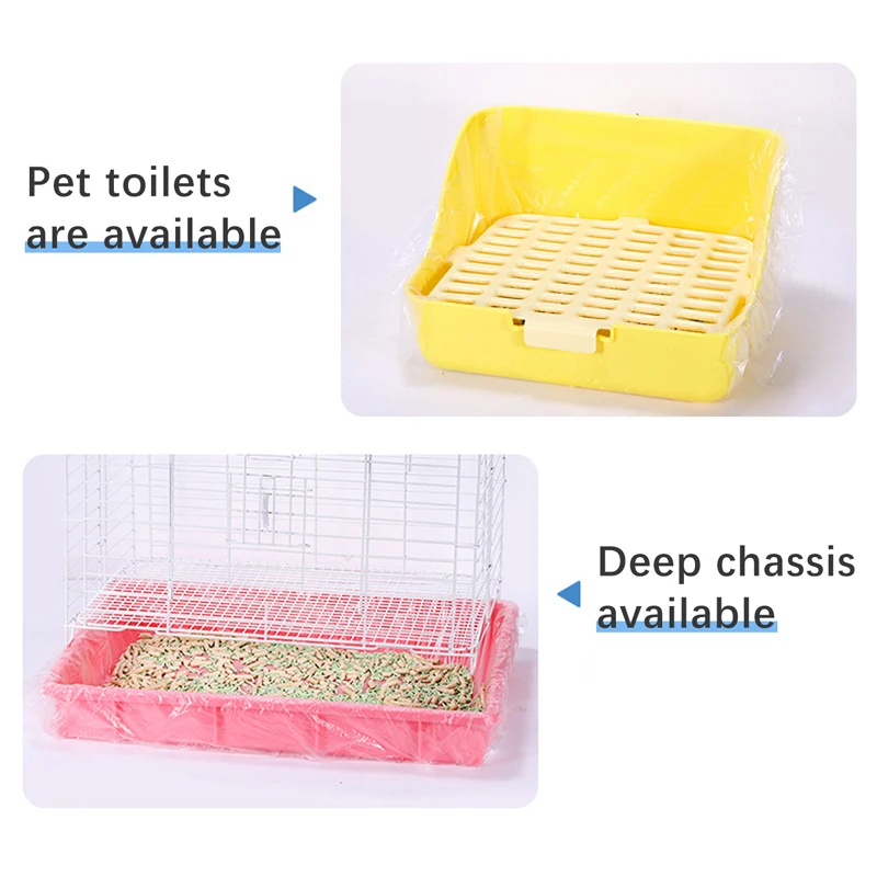 10pcs/set Pet Tray Disposable PE Films Rabbit Litter Mat Cage Tray Cover Cage Chassis Film Cover Toilet Large Changing Pad