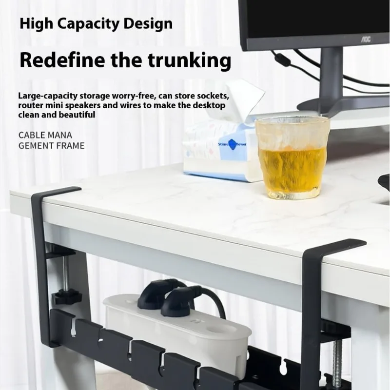 Heavy Duty Retractable Cable Organizer Tray - Iron Under Desk Cord Management for Office Home - view 6