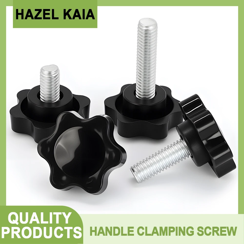 Carbon Steel Hand Knob Bolt Plastic Star Hand Screws 1-10pcs Thread Clamping Thumb Handle Machine Screw Bolts M4 M5 M6 M8M10 M12