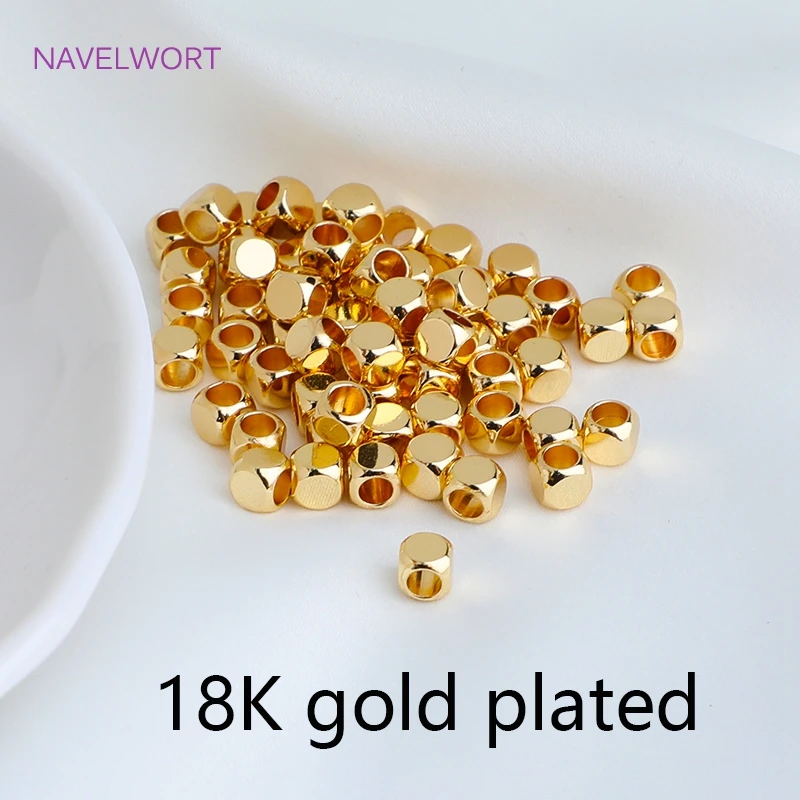2/3/4 mm hohle Würfelperlen, 18 Karat vergoldete Messing-Abstandsperlen, Trenner für Perlen, DIY-Schmuckherstellungszubehör, Großhändler – Detail 16