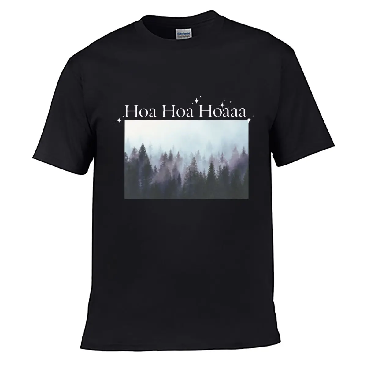 Misty Pine Forest Landscape Nature Scenic Artwork Street Distressed Washed Loose Simple Tee