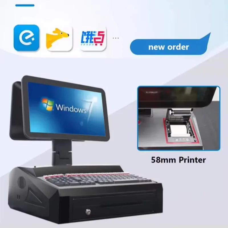 excellent Foldable Dual-Screen 15.6 Inch Pos Machine All in One Capacitive Touch Screen Monitor Pos Systems for Restaurants