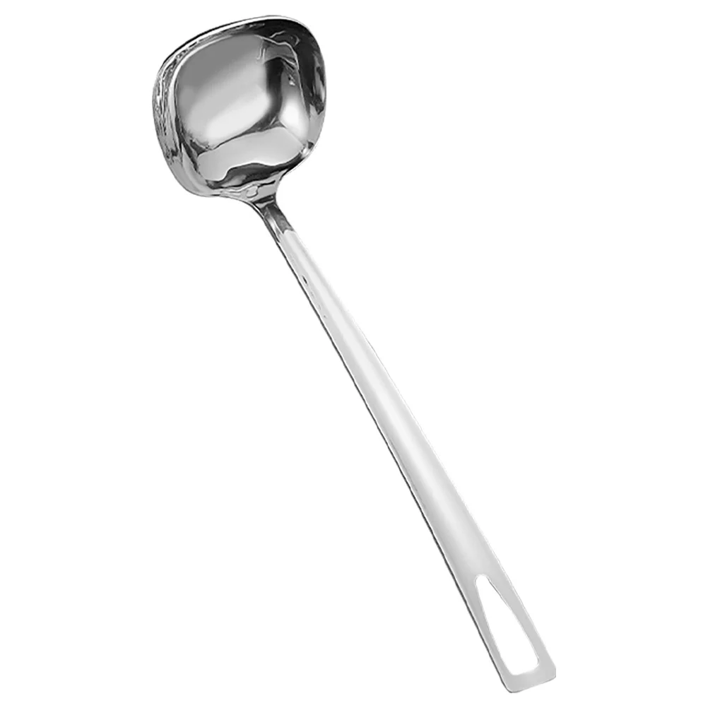 

1pc Stainless Steel Soup Ladle Square Strainer Long Handle Nonslip Grip For Hot Pot Kitchen Cooking Serving Gravy Ladle