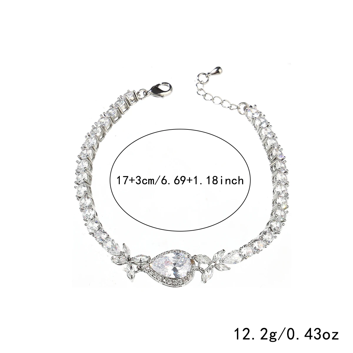 Drop pear zircon bracelet women's white premium temperament bracelet wedding jewelry