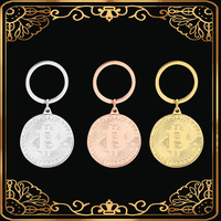 2022 Newest Gold-Plated Silver-Plated Bitcoin Coin Key Chain Coin Souvenir Latest Key Ring Pendant Collectible Coin Art Gift